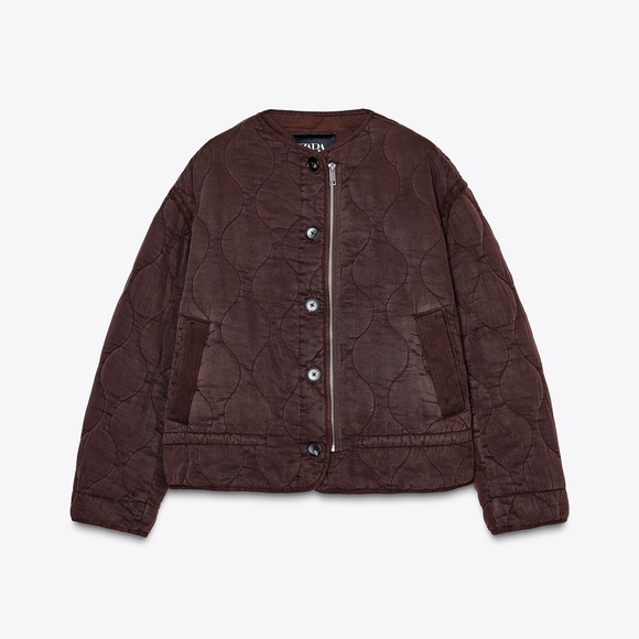 Zara Dark Brown Quilted Puffer Jacket - Picture 5 of 7